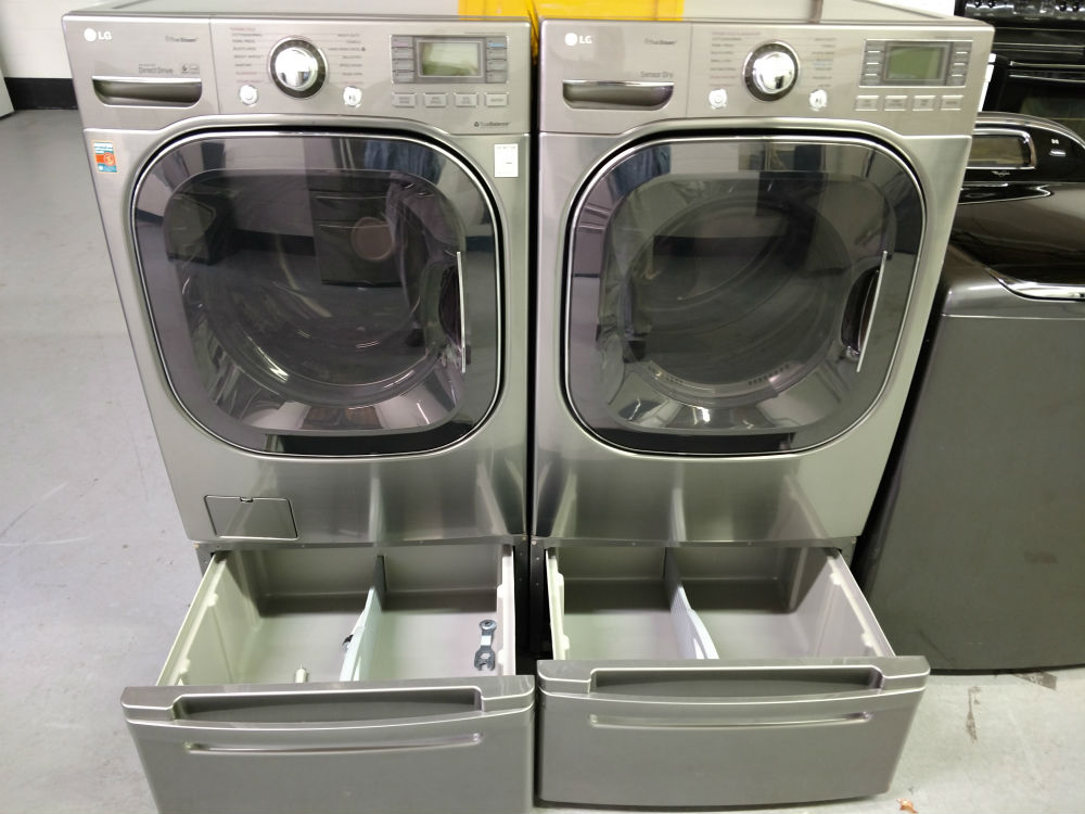 Gray washer and dryer